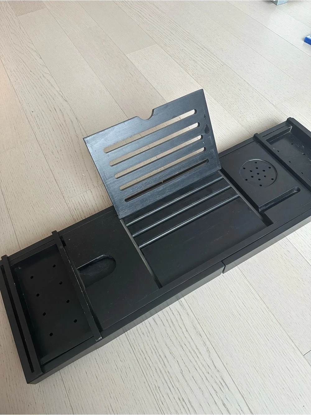 Expandable Bamboo Bathtub Tray - Black